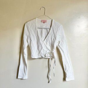 Lisa Says Gah Wrap White Crop Top